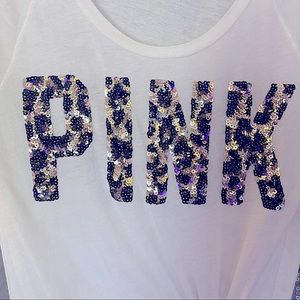 Victoria’s Secret PINK white with sequins cheetah print XS